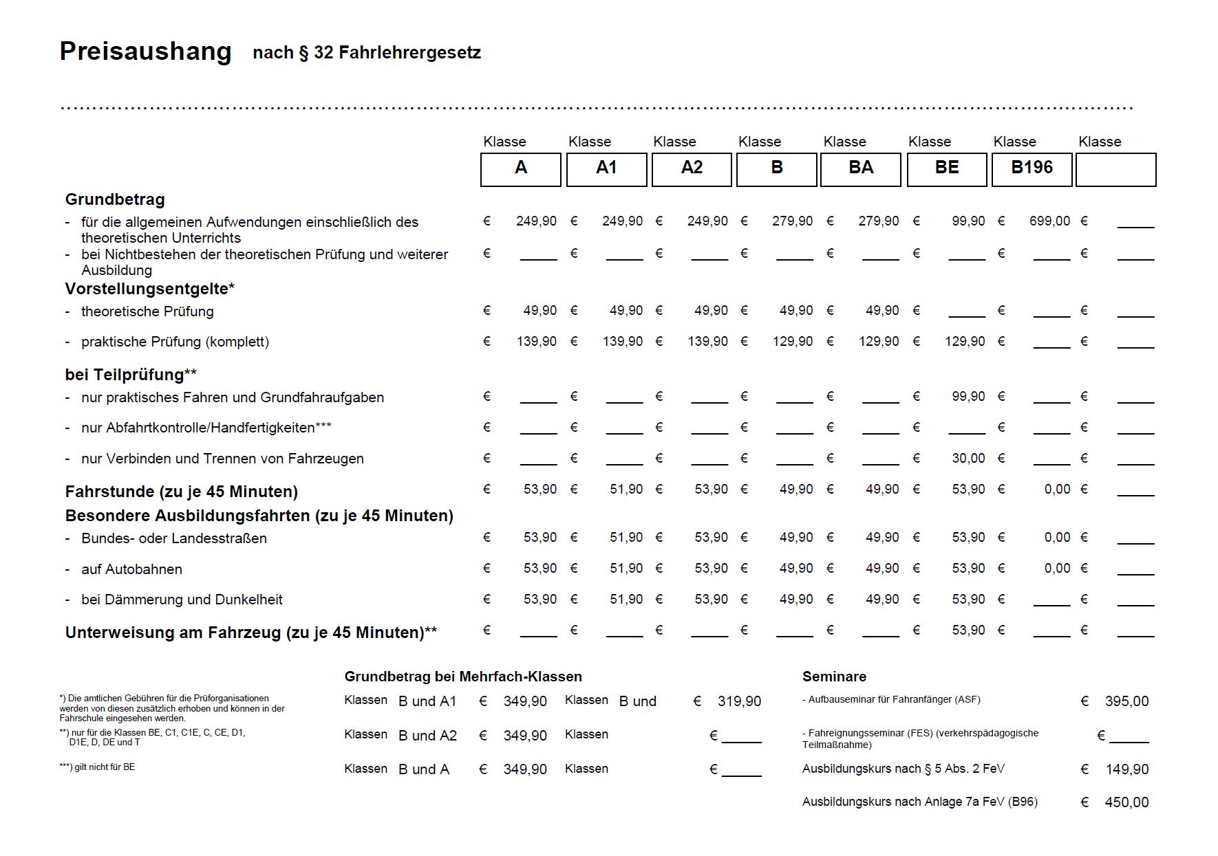 Unsere Pakete & Preise Fahrschule Schupp